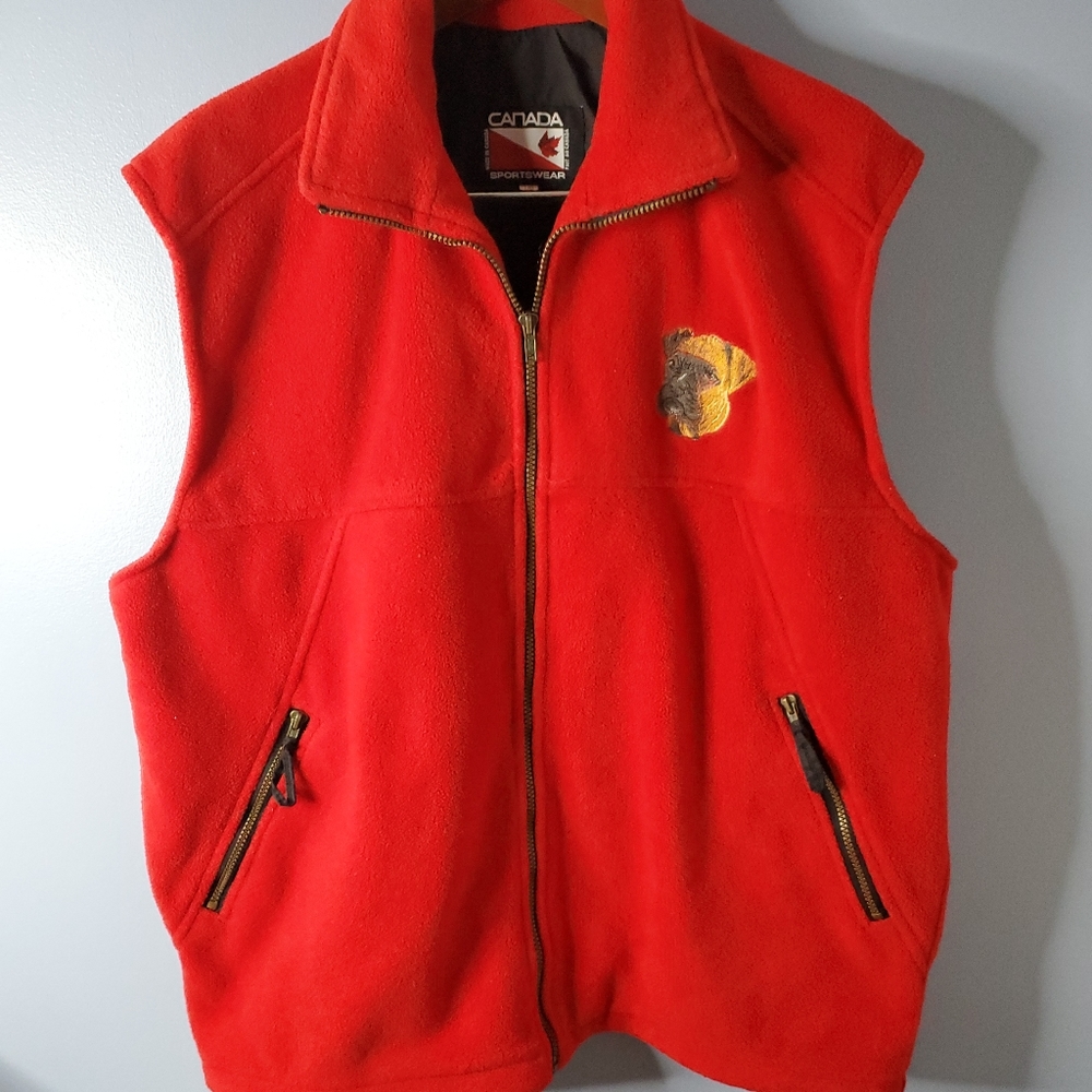 Canada Sportswear Red Fleece with Boxer dog embroidery